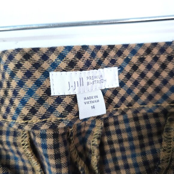 J. Jill Premium Bi Stretch Plaid Brown Blue Ankle Stretch Pants - Picture 6 of 7